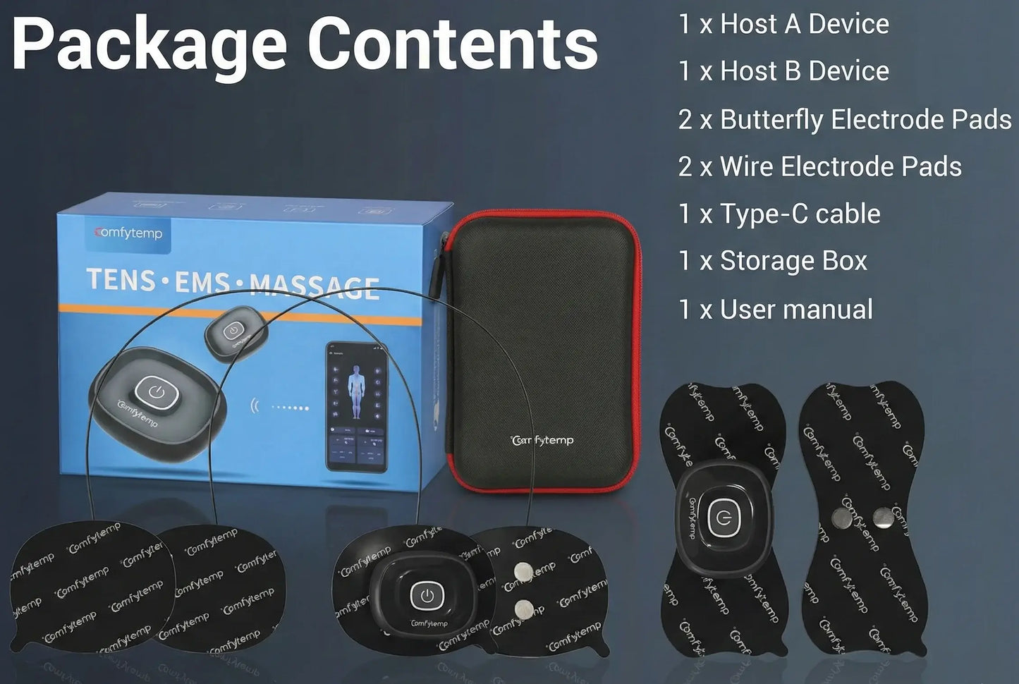 ComfyTemp™ Wireless TENS, EMS And Massage Unit Smart Muscle Stimulator with App Control