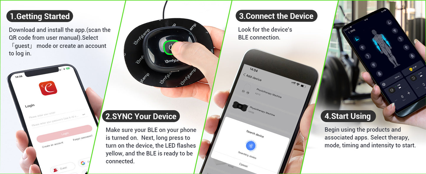 ComfyTemp™ Wireless TENS Unit Smart Muscle Stimulator with App Control